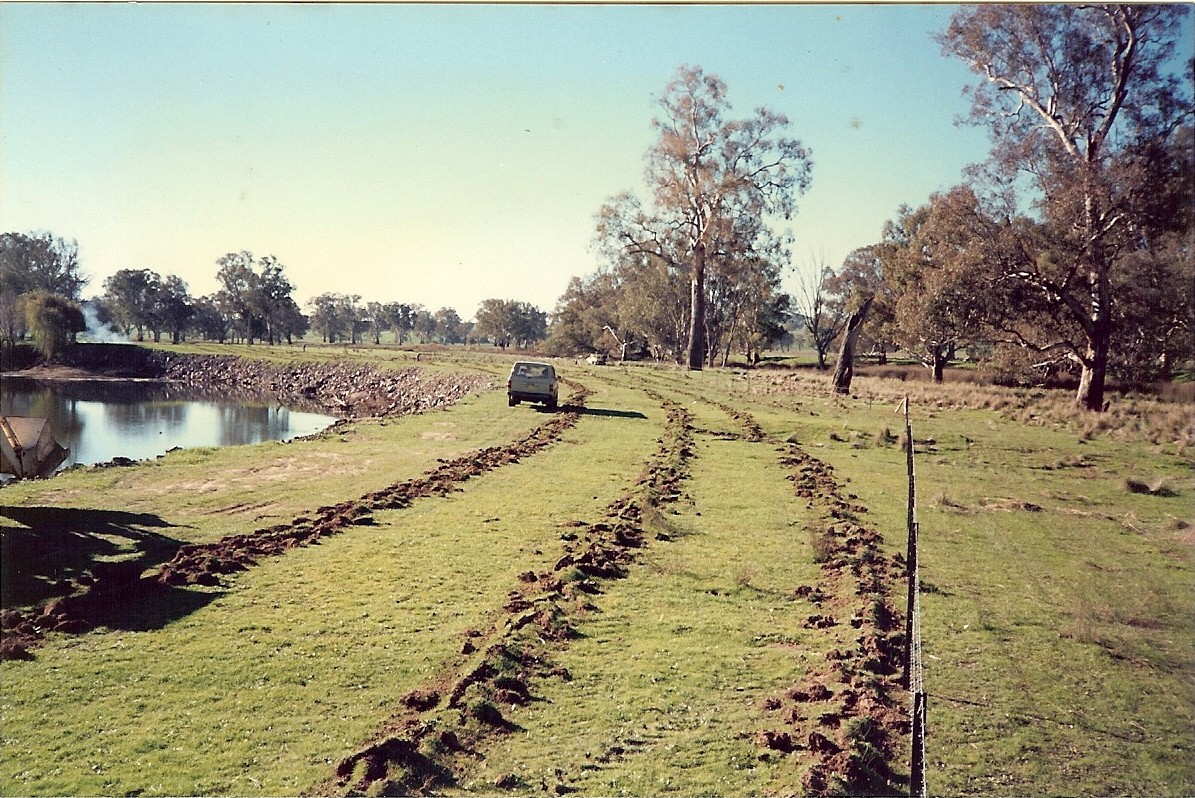 Site 4, rocked site, riverbank, looking downstream (1990) - Woolshed Thurgoona Landcare Group