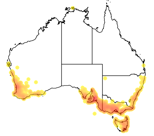 Kennedia prostrata flora location map